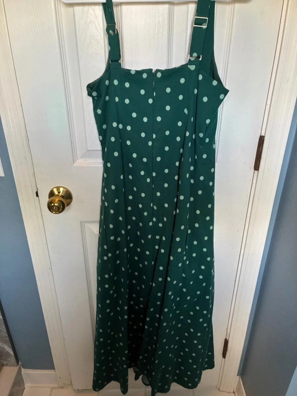Abercrombie and Fitch green polka dot midi dress size L - Picture 2 of 6